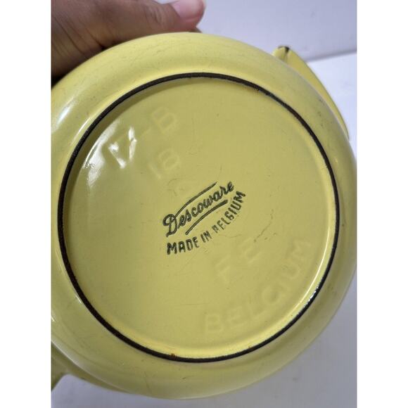 Descoware Casserole Dish Pan Enameled Cast Iron 17B 18 FE Yellow No Lid Belgium - Picture 6 of 10